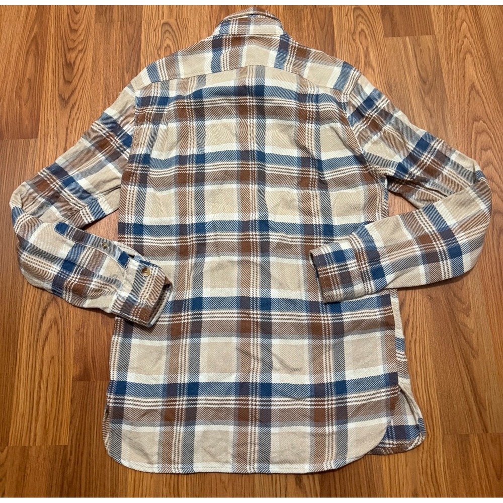 Atlantic Rancher Shirt Mens Medium Plaid Linen Blend Workwear Button Front - Picture 13 of 13